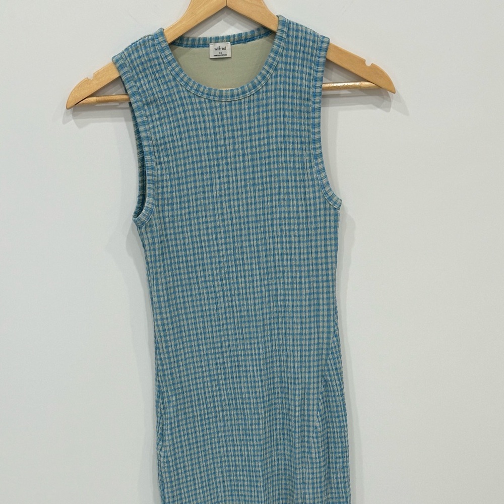 Aritzia Blue Sleeveless Checkered Dress